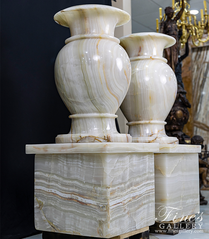 Marble Planters  - Onyx Urn Pair - MP-449